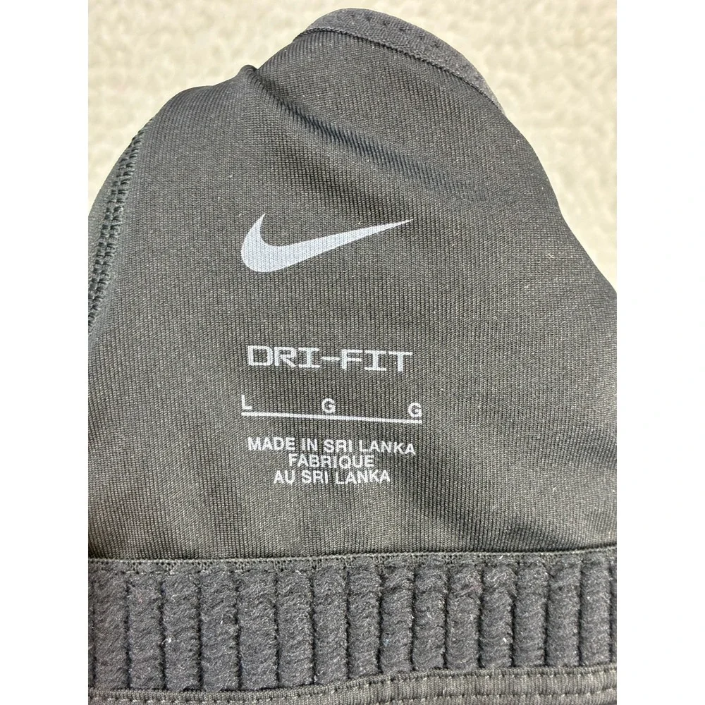 Nike Dri-FIT Racerback Sports Bra Womens Large Black Gym Running Workout Swoosh